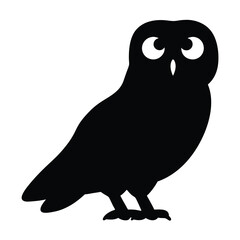 owl vector silhouette icon - , ideal for wildlife, safari, and animal-themed illustrations.