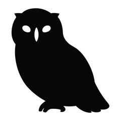 owl vector silhouette icon - , ideal for wildlife, safari, and animal-themed illustrations.