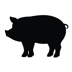 pig vector silhouette icon - , ideal for wildlife, safari, and animal-themed illustrations.