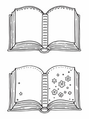 Open pink book line art elegant drawing.eps