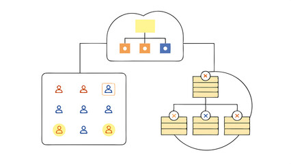 organization chart with hierarchy structure of teams and employees in company business process and workflow automation with flowchart business and technology concept 97418275 1