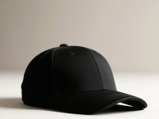 Fototapeta premium Black stylish cap on a light background 