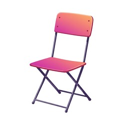 Modern Folding Chair with Gradient Color on White Background, Isolated