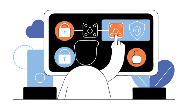 pki public key infrastructure business concept information security technology person touching pki icons on virtual screen 30569205 1
