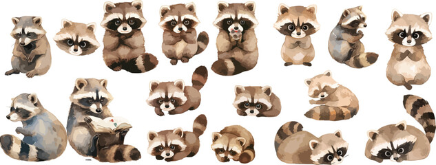 baby racoon watercolor clipart © dian's
