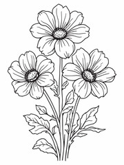 Oranges Flower elegant line art drawing simplicity style.eps