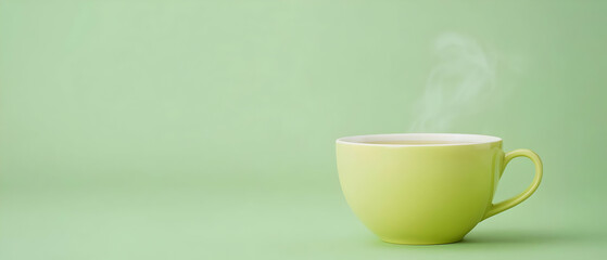 Fototapeta premium Pale Green Tea Cup With Steam