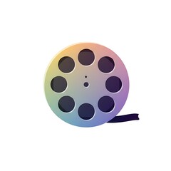 Retro Film Reel with Gradient Color on White Background