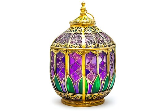 Elegant Gold and Purple Moroccan Lantern Festive Decoration