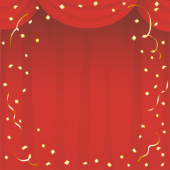 金色の紙吹雪とステージカーテン　緞帳