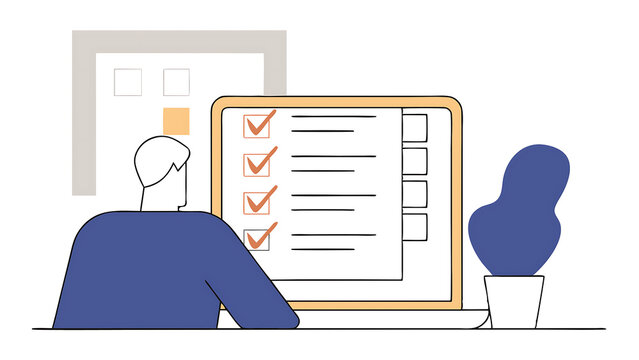 business performance checklist businessman using laptop doing online checklist survey filling out digital form checklist take an assessment questionnaire evaluation online survey online exa 30889831 4