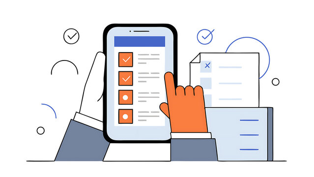 business performance checklist businessman using laptop doing online checklist survey filling out digital form checklist take an assessment questionnaire evaluation online survey online exa 26804289 3