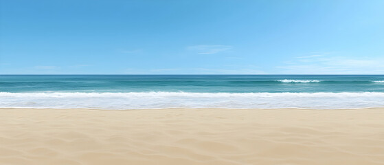Fototapeta premium Empty Beach Scene Under Clear Sky