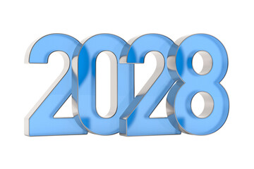 2028 new year on white background. Isolated 3D illustration