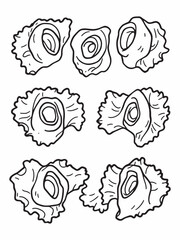 Pile of golden-yellow orecchiette pasta line art style.eps