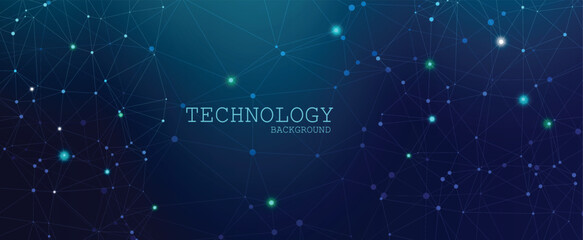 Blue Abstract Glowing Network Technology Background