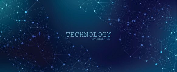 Blue Abstract Glowing Network Technology Background