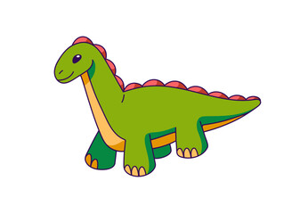 Green stuffed toy dinosaur. Cute baby dino. Fancy child plush animal, funny imaginary friend. Kids character to play games in kindergarten. Flat isolated vector illustration on white background