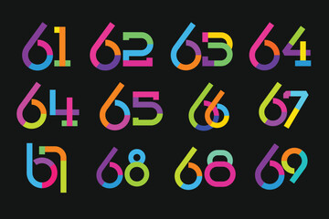 Anniversary Logo Template 61-69 set