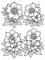 Pink Kalanchoe Flowers Line Art Elegant Botanical Sketch.eps