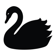 swan vector silhouette icon - , ideal for wildlife, safari, and animal-themed illustrations.