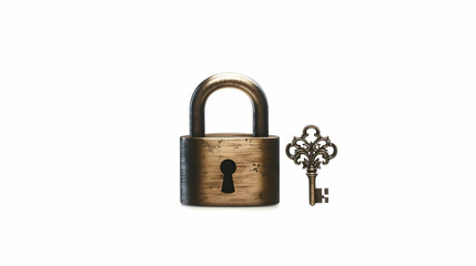 Naklejka premium Vintage Aged Brass Lock And Key