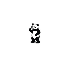 Adorable Panda Silhouette on white background
