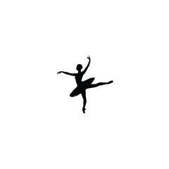 Ballet Dancer silhouette on white background