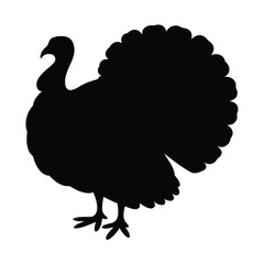 turkey vector silhouette icon - , ideal for wildlife, safari, and animal-themed illustrations.