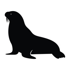 walrus vector silhouette icon - , ideal for wildlife, safari, and animal-themed illustrations.
