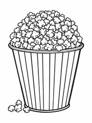 popcorn bucket line art modern simple vector drawing artwork.eps