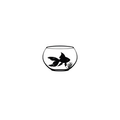 Goldfish in a Bowl silhouette on white background