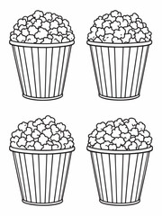 Popcorn Bucket Line Art Illustration Minimalistic Art Style.eps