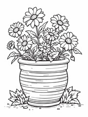 Pot Filled with Yellow Elegant Line Art Drawing.eps