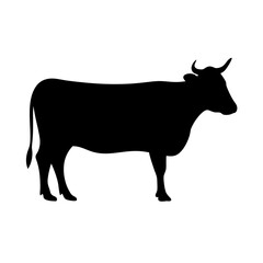 cow vector silhouette icon - , ideal for wildlife, safari, and animal-themed illustrations.