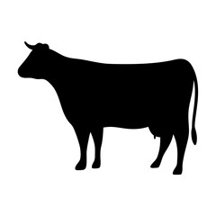 cow vector silhouette icon - , ideal for wildlife, safari, and animal-themed illustrations.