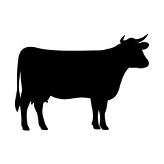 cow vector silhouette icon - , ideal for wildlife, safari, and animal-themed illustrations.