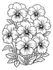 Purple Pansy Plant Line Art Creative Botanical Artwork.eps