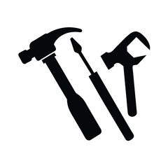 Icon Set Featuring Hammer Pliers and Screwdriver