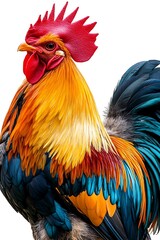 Rooster Portrait Against White