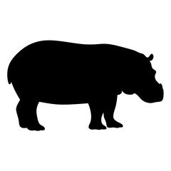 hippo vector silhouette icon - , ideal for wildlife, safari, and animal-themed illustrations.