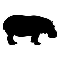 hippo vector silhouette icon - , ideal for wildlife, safari, and animal-themed illustrations.