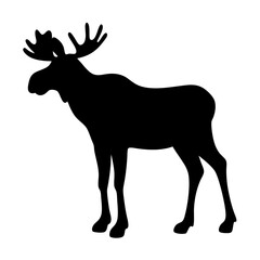 moose vector silhouette icon - , ideal for wildlife, safari, and animal-themed illustrations.