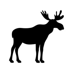moose vector silhouette icon - , ideal for wildlife, safari, and animal-themed illustrations.