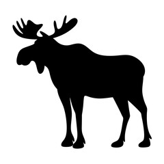 moose vector silhouette icon - , ideal for wildlife, safari, and animal-themed illustrations.