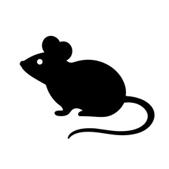 mouse vector silhouette icon - , ideal for wildlife, safari, and animal-themed illustrations.