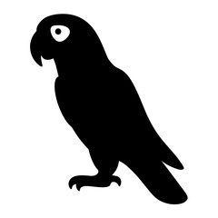 parrot vector silhouette icon - , ideal for wildlife, safari, and animal-themed illustrations.