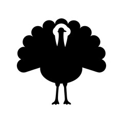 peacock vector silhouette icon - , ideal for wildlife, safari, and animal-themed illustrations.