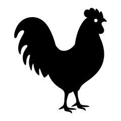 rooster vector silhouette icon - , ideal for wildlife, safari, and animal-themed illustrations.