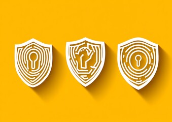 Security Shields on Yellow Background